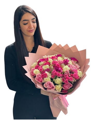 Pembe Beyaz Gül Buketi